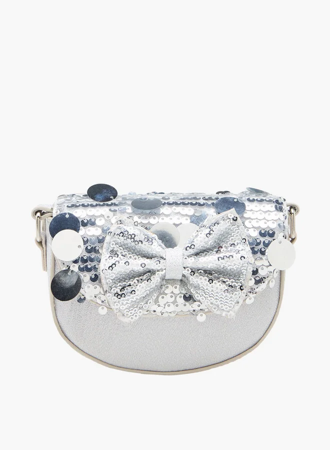 Disney Minnie Mouse Bow Embellished Crossbody Bag with Flap Closure